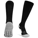 DECOVICI Fußball Socken 1 Paar, Fussball Socken Kinder Männer 30-47, Kniehohe Fußballstutzen für Jungen Mädchen Lange Sportsocken für Rugby Basketball Hockey Laufen Training(35-39,Schwarz)