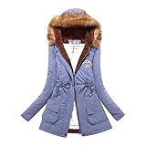 PTLLEND Daunenmantel Damen Lang Warm Winter Jacke Mantel Mit Kapuze - Steppmantel Lang Gefüttert Steppjacke Outdoor Wintermantel Daun(Hellblau-2,XL)