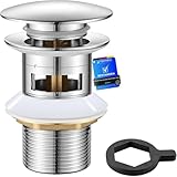 Ibergrif Messing Ablaufgarnitur Waschbecken mit Überlauf – Universal 41–50 mm Pop-up Abflussstopfen mit Chromadapter, Wasserdicht, Anti-Verstopfung, Modell M20502