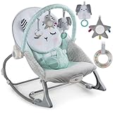 Nukido Babywippe Baby Wippe Babyschaukel Babyliege - mit Vibration und Spielzeugen - Rutschfeste Füße und 3-stufige Sicherheitsgurte - bis 18 kg Grau-Minze