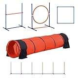 Agility-Trainingsgerät für Hunde, Starter-Set mit verstellbaren Hürden und verlängertem Tunnel für Hinterhof, Innen- und Außenbereich