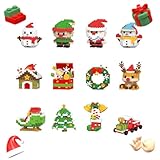 Weihnachtsbausteine ​​3D-Weihnachtspuzzle mit Weihnachtsmann, Rentier und Schneemann. Zusammengesetzte Bausteine ​​für Kinder. Kreatives （Set）