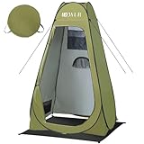 Dewur Camping Toilettenzelt UV 50+ Duschzelt Pop Up Umkleidezelt Privatsphäre Toilette Umkleidekabine Lagerzelt Mobile Outdoor WC Zelt für Camping & Beach, mit Tragetasche (Grün)