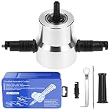 QWORK® Blechknabber Vorsatz für Bohrmaschine, Doppelköpfiger Metallschneider Aufsatz, für Stahl, Edelstahl, Aluminium & Mehr