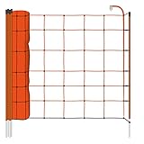 VOSS.farming Schafnetz 90cm hoch, 50m lang, inkl. 13 Pfähle mit Einzelspitze, Schafzaun, Weidezaun, Elektrozaun, Hundezaun, Schweinezaun, Stromzaun