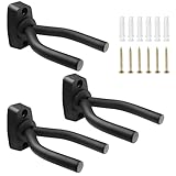 Fousenuk 3 stück Gitarrenhalter Wandhalter, Gitarren Haken Schwarz Gitarrenständer Wand Halterung, Gitarren Wandhalterung für Akustikgitarre, klassische Gitarre, E-Gitarre, Bass, Ukulele
