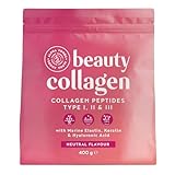 Alpha Foods Beauty Collagen Pulver (400g) - Kollagen Hydrolysat Peptide Type I, II & III - Hochdosiert Kollagenpulver mit Hyaluronsäure, Elastin, und Keratin - Geschmacksneutral - Aus Deutschland