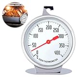 Backofenthermometer,Ofenthermometer für Backofen,Thermometer für Elektroherd,Messbereich 0°C bis 400°C Edelstahl Ofenthermometer mit großem Zifferblatt,zum Backen und Garen im Ofen