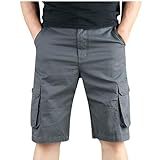 Jayyouu Cargo Shorts für Herren für den Kampf Arbeit Sommer lässig einfarbig mit Mehreren Taschen Sport Fitness bequem atmungsaktiv knielange Shorts