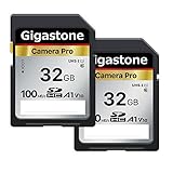 Gigastone SDHC-Speicherkarte, 32 GB, Pro Serie, 2 Karten, Geschwindigkeit bis zu 100 MB/s, kompatibel mit Canon Nikon Sony Camcorder, A1 U1 V10 UHS-I Klasse 10 für Full HD Video