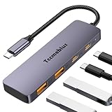 Tccmebius USB C Hub 10Gbps, Aluminium USB 3.2 Gen2 Splitter mit 2 USB-C 2 USB-A Datenanschlüsse, Tragbar Typ C Multiport-Adapter für MacBook Pro/Air iPad Pro Surface Pro Laptop Smartphone (TCC-T324U)