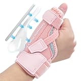 CURECARE Daumenbandage Rechts & Links - Abnehmbare Daumenschiene zur Tag/Nachtunterstützung, Daumenorthese für Orthese Daumensattelgelenk, Arthritis, Sehnenscheidenentzündung (Rosa, S/M)