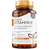 Vitamin C 1000mg hochdosiert – 6 Monatsvorrat – Mit Bioflavonoide aus der Bitterorange und Hagebutte –180 Tabletten – 6 Monatsvorrat – Ohne unerwünschte Zusätze - Hergestellt von Nutravita®