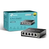 TP-Link TL-SG105E 5-Ports Gigabit Easy Smart Managed Netzwerk Switch(Plug-and-Play,Metallgehäuse, QoS, IGMP-Snooping,LAN Verteiler, zentrales Management, energieeffizient)schwarz metallic