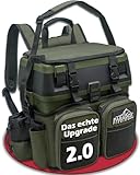 Paradox Fishing Multifunktions-Sitzkiepe I Angelrucksack I Angeltasche Angelkoffer mit Sitz Angelkoffer- viel Platz für Angelzubehör (schwarz/grün)