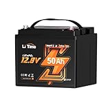 LiTime 12V 50Ah TM Bluetooth Low-Temp Protection LiFePO4 Lithium akku, 50A Batterie BMS, Max. 15000 Zyklen, Perfekt für Trolling Motoren, Yacht, Marine, Boot, RV, Fishing Finder