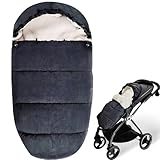 Winterfußsack für Kinderwagen Universal, Sherpa-Futter Babywagen, Komfortable Plüsch Fußsack, Winterfusssack für Babyschale mit Tasche