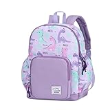 VASCHY Kinderrucksack Mädchen, Klein Rucksack für Kleinkind 2-4 Jahren, Mini Schultasche mit Brustgurt für Kindergarten, Kita, Reisen, Lila Dinosaurier