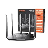 Tenda RX12 Pro Wi-Fi 6 WLAN Router(AX3000 Dualband 5GHz: 2402Mbps+2,4 GHz: 574Mbps)5*6dBi High-Gain-Antennen, Gigabit-LAN/WAN-Port, WPA3, MU-MIMO+OFDMA,WiFi+Mesh, VPN, APP, keine DSL-Funktion, Schwarz