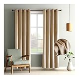 HonunGron 2 Stück Samtvorhang mit Ösen, Thermovorhang Kälteschutz, Verdunklungsvorhänge, Curtains, Verdunkelungsvorhang für Deko Wohnzimmer Schlafzimmer (Sandy Beige,260 x 140cm (H x B))