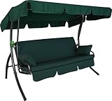 Angerer Hollywoodschaukel Trend – Schaukel zum Sitzen, Liegen & Entspannen, inkl. Bett-Funktion, einfache Montage, Made in Germany, waschbare Kissenbezüge, Grün einfarbig