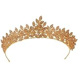 LIMELIA Damen-Tiara, Krone für Henna-Hochzeitsfeier | Glitzer-Haarschmuck für Brautgeburtstag, Festzug, Abschlussball, Halloween-Kostüm, Weihnachtsfeier | Blattdesign – Honig