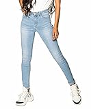 Nina Carter P076-2B Damen Skinny Fit Jeanshosen Push UP Stretch Jeans Used-Look (Hellblau (P076-6), M)