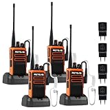 Retevis C66 Funkgerät, Professional Walkie-Talkies Langstrecken, Funkgeräte Set mit Headset, Schnellladung, Einfache Kopplung,Geräuschunterdrückung, für Hotel Sicherheit (Orange, 4 Stück)