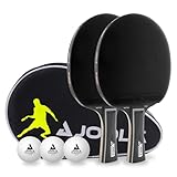 JOOLA Tischtennis Set Black Duo PRO 2 Tischtennisschläger + 3 Tischtennisbälle + Tischtennishülle, schwarz, 6-teilig