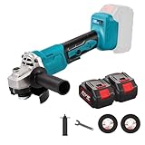 Akku Winkelschleifer 21V, mit 2×4.0Ah Akkus, Leerlaufgeschwindigkeit 13000 U/min, Akku Flex Trennschleifer 125mm, 3 Geschwindigkeiten, Brushless, zum Schleifen, Schneiden und Polieren