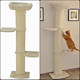 nanook Katzen-Wandkratzbaum Kratzbaum Stella 186 cm - Katzenbett und Sisalsäulen - Wandmontage - beige