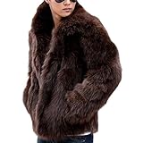 DorkasDE Herren Pelz Jacke Fellmantel Kunstpelz Jacke Warm Winterjacke