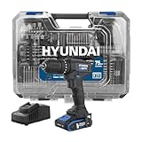 HYUNDAI Akku-Schlagbohrschrauber HD20S-50-2A1 SET | 20V, 50 Nm, 13mm Metallbohrfutter, 2-Gang-Metallgetriebe | 1 x 2.0Ah Akku, Ladegerät, Koffer mit 75-teiligem Zubehör
