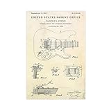 WLQZFRWV Fender Stratocaster-Gitarre, Vintage-Stil, 1956, Patent-Leinwand-Poster, Wandkunst, Dekordruck, Bild, Gemälde für Wohnzimmer, Schlafzimmer, Dekoration, 50 x 75 cm