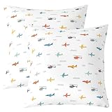 Homemissing Flugzeug Dekokissen Jungen Mädchen Flugzeug 2er Set Kissenbezüge 50x50cmFlight Kissenbezug Hubschrauber Fliegendes Flugzeug Schlafzimmer Dekor Reise Dekor Weiß