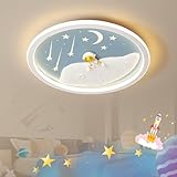 JubelTage LED Kinder Deckenleuchte,Astronaut Mond Kreative Deckenleuchte,dimmbar mit Fernbedienung,NachtlichtFunktion Kinderzimmer Kindergarten Schlafzimmer Wohnzimmer Cartoon Deckenleuchte 40cm Blau