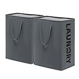 TIMEYARD Wäschekorb, 2er Set 75L Wäschesammler, Wäschekorb Groß, Aufbewahrungskorb Kinderzimmer, Laundry Baskets, Wäschekorb Faltbar Handtuchkorb für Badezimmer Wohnzimmer Wäschetonne, 43x60cm, Grau