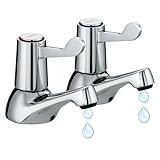 Yeqqzq 2 Stück Waschbeckenarmaturen, verchromter Kupfer-Körperhebel, Waschbeckenarmatur für heißes und kaltes Wasser, Paar Waschbeckenarmaturen für Badezimmer Küche, Waschbeckenarmatur