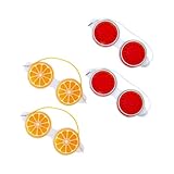 ABOOFAN 4 Stück Teiliges Gel augenmasken mit Fruchtmotiv Wiederverwendbare Kühlende Eis augenkompressen Lichtundurchlässig Entspannend bei Augenringen und Geschwollenen Augen für Damen