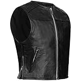 PAULGOS Lederweste Weste Kutte Leder Biker Rocker Motorrad Clubweste Bikerweste Motorradweste Schwarz BW9 (Schwarz, M)