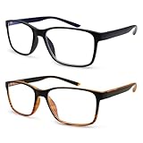COJWIS Lesebrille Herren 2er Pack mit Blaulichtfilter Brille Lesehilfe Federscharniere Computerbrille Blaulicht Herren Lesebrille (2 Farbe Mischen-1, 0.50, x)