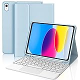 WAVATA Hülle Tastatur für iPad A16 11 Zoll 2025, iPad 10. Generation 2022 10.9' mit Touchpad, Magnetische Bluetooth Abnehmbare QWERTZ Layout, Blau