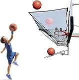 Generisch Tragbares Assist-Shooting-Basketball-Rebounder-Gerät, Trainingshilfe für die Ballrückgabe, hängendes Basketball-Rückgabesystem aus Metall, einfache Einrichtung, für Dreier-/Freiwurfübungen