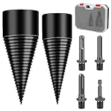 MaxEarn Bohrkegel Holzspalter Kit mit 32mm+42mm Kegelbohrer+ 4 Bohrgriffe, Brennholzspalter-Bohrer, Spiralbohrer Kegelspalter, Holzspalter Schraube Kegel für den Haushalt