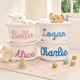 Personalisierter Babykorb Mit Gewebtem Namen, Personalisiertes Geschenk Für Neugeborene, Junge Und Mädchen, Aufbewahrungskorb Aus Baumwollseil, Geeignet Für Die Babytaufe(28 * 18cm)