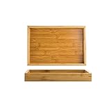 Holztablett Holztablett, Restaurantservice-Tablett, Teetablett, Wohnzimmer-Knietablett Serviertablett Mit Griffen(A,L)