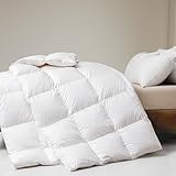 DWR Sommer Daunendecke 155x220cm, Leichte Sommerdecke, 100% Bio-Baumwolle, Gänsefedern Daunenfüllung,Öko-Tex und RDS-Zertifiziert Federdecke Daunendecke, Weiß