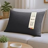 Selfitex XXL Breitcord Sofakissen 60x80 cm, Couchkissen mit Füllung und Bezug, edler Cord Stoff, extra weich und dekorativ, modische Breit Cord Optik, superweiche Kissen, Moderne Farben (Anthrazit)