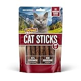 DeliBest Cat Sticks aus 85% Schweizer Rindfleisch I Katzen Leckerlies getreidefrei I halbfeuchte Leckerlies in Stickform I Katzensnack ohne künstliche Zusatzstoffe I Allergiker geeignet I 50g