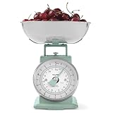 Salter Mechanische Küchenwaage, 1L Spülmaschinenfeste Schüssel, Klassisches Design, Großer, Gut Ablesbarer Ziffernblatt, Ideal für Backen und Kochen, Salbei-Grün, Präzisionswaage, 5 kg Kapazität,